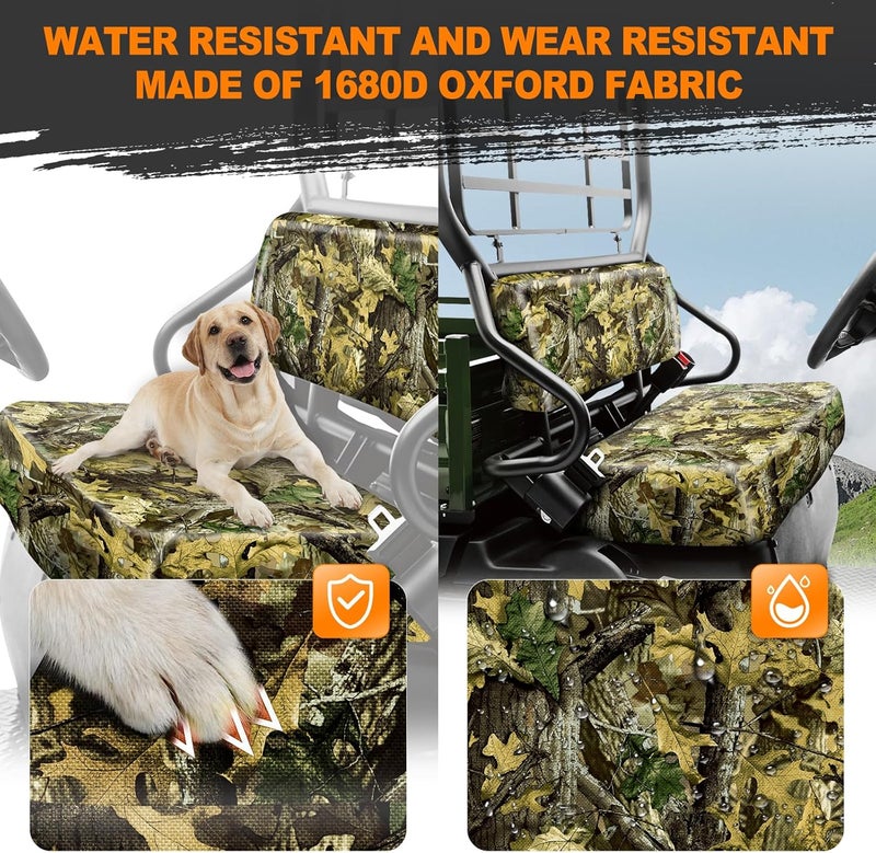 BORDAN UTV Seat Cover Camo for Kawasaki Mule, Waterproof Seat Cover Set for Kawasaki Mule 2009-2025 4000 4010/2001-2008 3000 3010, Heavy Duty 1680D Full Protection Outdoor Camo Cover(2 PCS) - Image 2